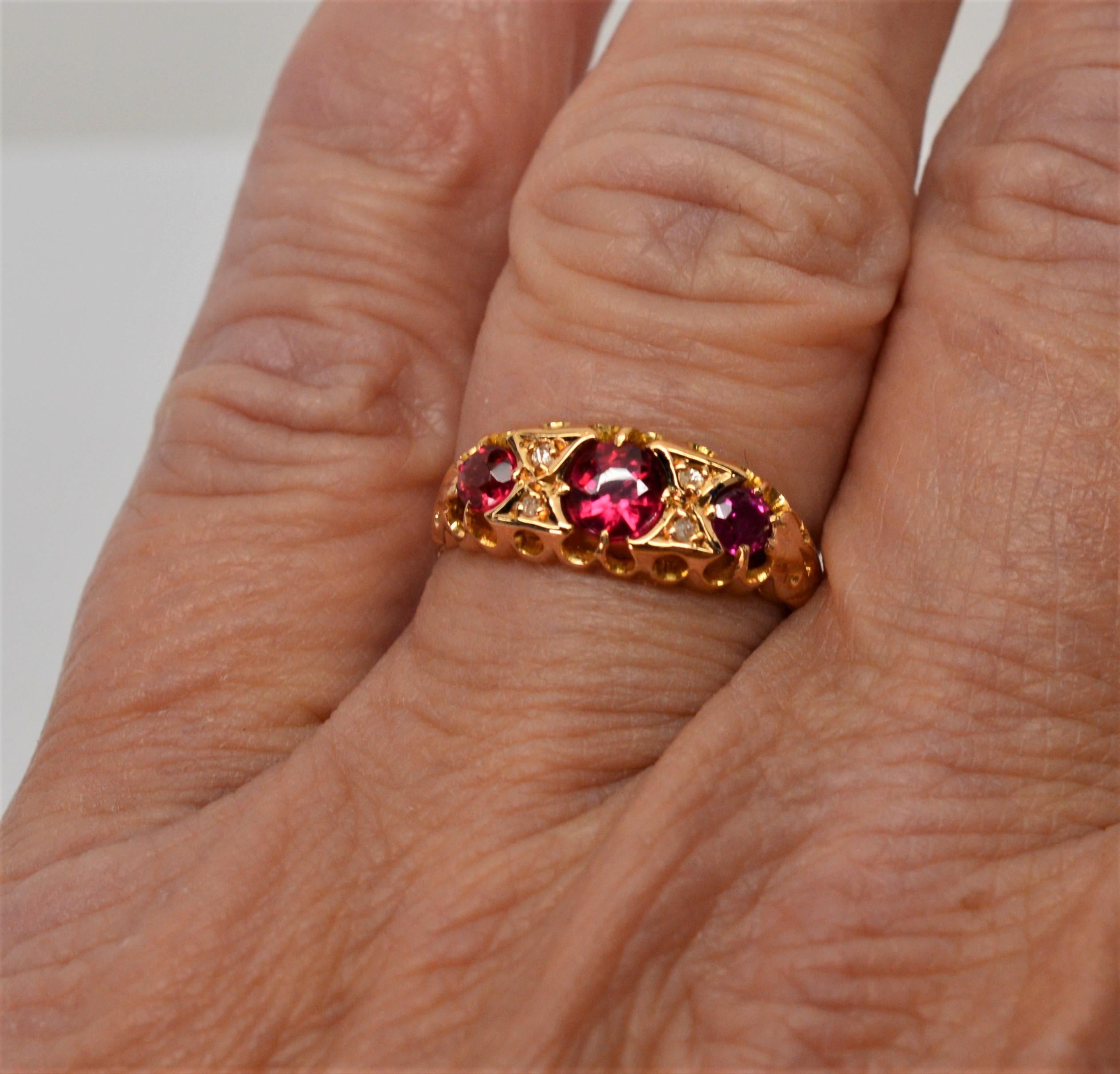 Women's Edwardian Ruby Diamond Yellow Gold Ring For Sale