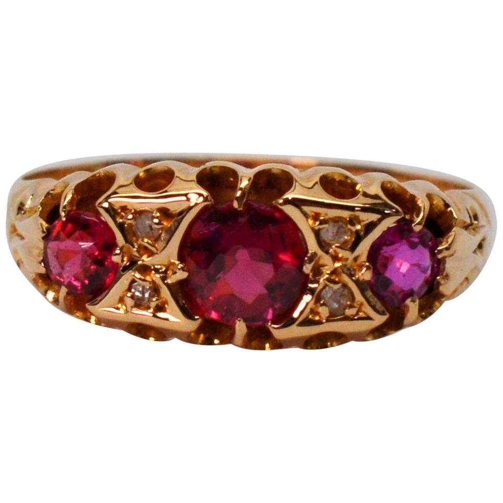 Edwardian Ruby Diamond Yellow Gold Ring For Sale