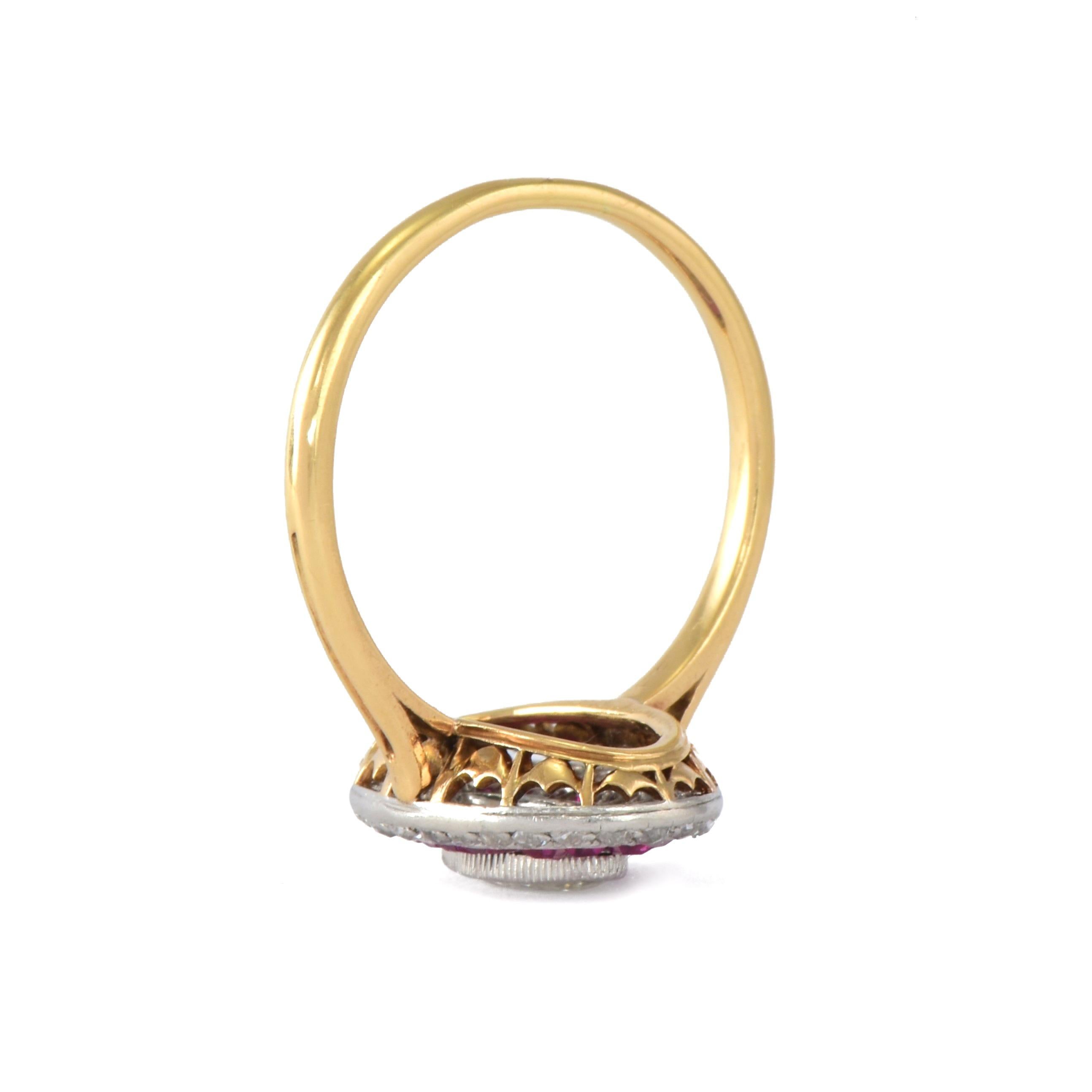 Ring mit edwardianischem Rubin und Marquise-Diamant (Edwardian) im Angebot