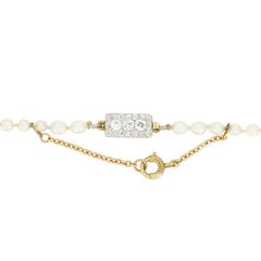 Edwardian Saltwater Pearl and Diamond Necklace, c.1910s