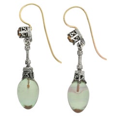 Edwardian Saphiret Teardrop and Champagne Paste Earrings