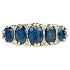 Antique Edwardian Sapphire and 18 Carat Gold Five-Stone Ring