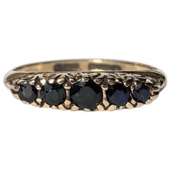 Edwardian Sapphire and 9 Carat Gold Five-Stone Ring