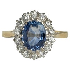 Edwardian Sapphire and Diamond 18 Carat Gold Cluster Ring
