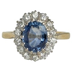 Edwardian Sapphire and Diamond 18 Carat Gold Cluster Ring