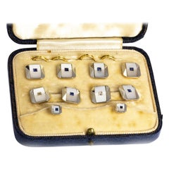 Antique Edwardian Sapphire and Diamond 18 Carat Gold Cuff Links