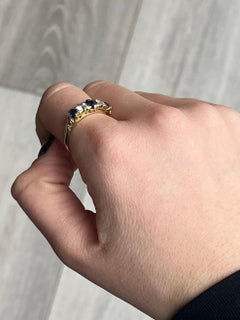 Edwardian Sapphire and Diamond 18 Carat Gold Five-Stone Ring