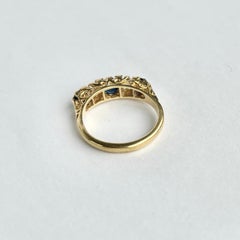 Edwardian Sapphire and Diamond 18 Carat Gold Five-Stone Ring