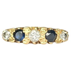 Edwardian Sapphire and Diamond 18 Carat Gold Five-Stone Ring