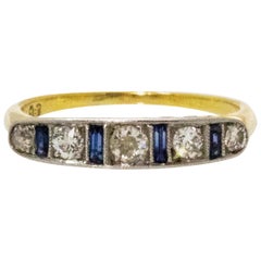 Edwardian Sapphire and Diamond 18 Carat Gold Ring