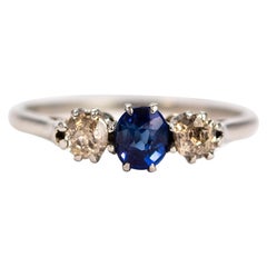 Antique Edwardian Sapphire and Diamond 18 Carat Gold Three-Stone