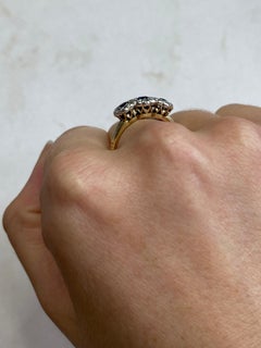 Edwardian Sapphire and Diamond 18 Carat Gold Triple Cluster Ring