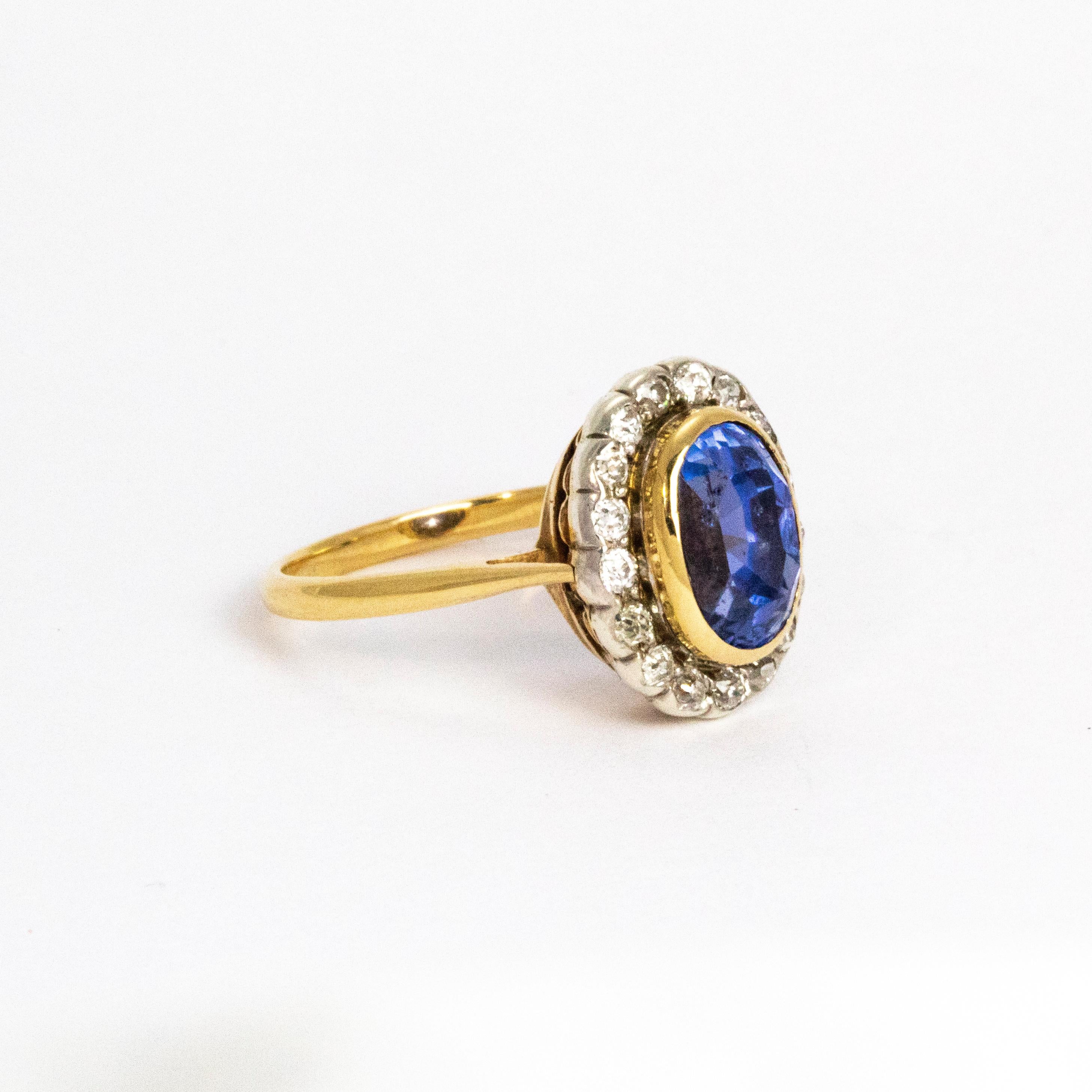 Edwardian Sapphire and Diamond 18 Carat Gold Ring 1