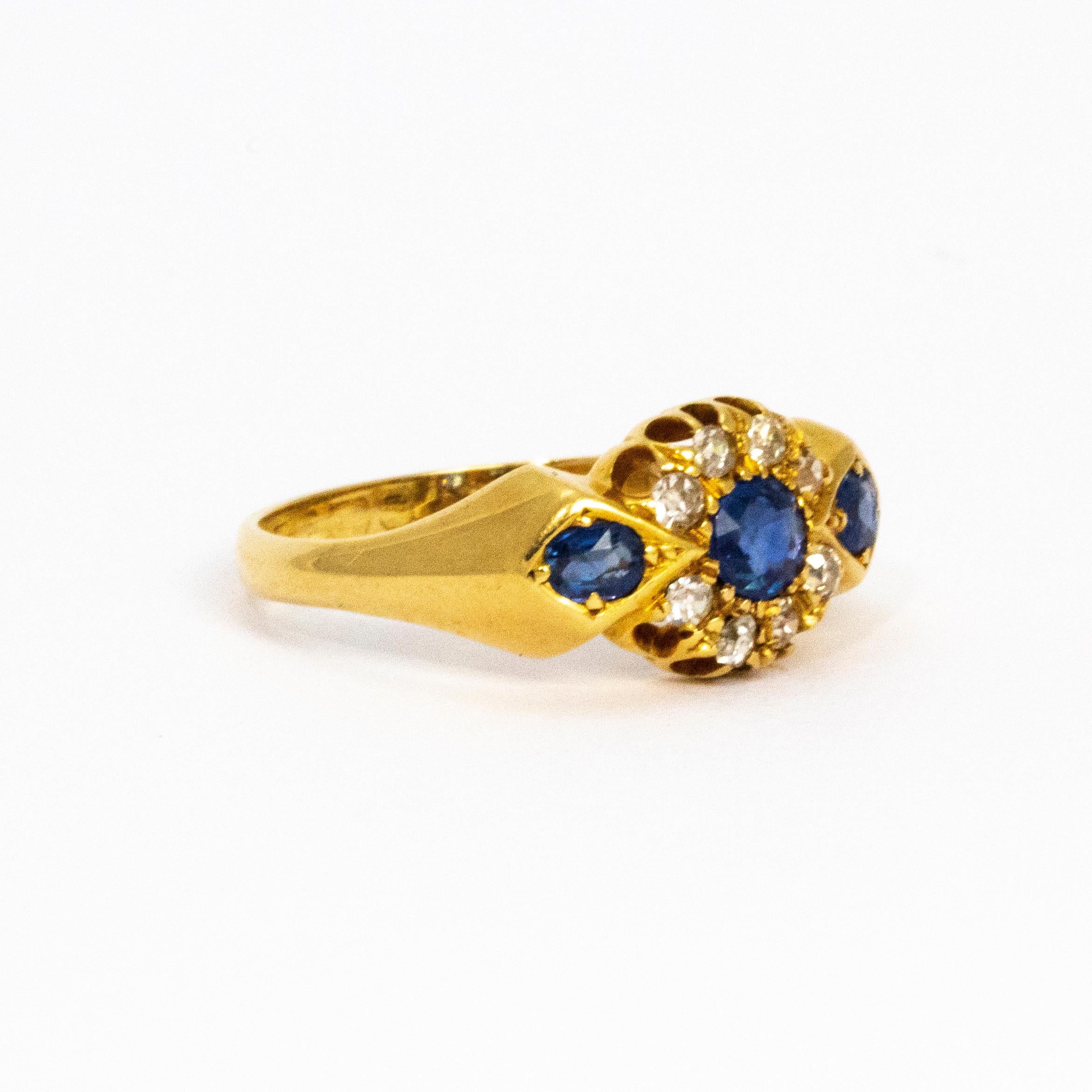 Edwardian Sapphire and Diamond 18 Carat Gold Ring 1