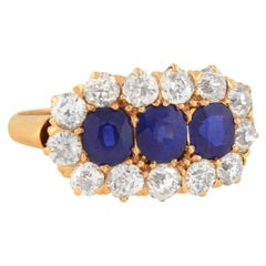 Edwardian Sapphire and Diamond 3-Stone Ring