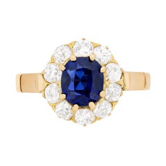 Edwardian Sapphire and Diamond Cluster Ring, circa 1910