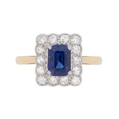 Edwardian Sapphire and Diamond Cluster Ring, circa 1910