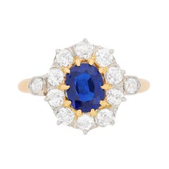 Antique Edwardian Sapphire and Diamond Cluster Ring, circa 1910