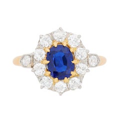 Edwardian Sapphire and Diamond Cluster Ring, circa 1910