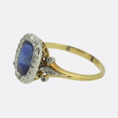 Edwardian Sapphire and Diamond Cluster Ring