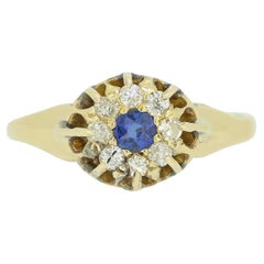 Cluster-Ring mit edwardianischem Saphir und Diamant