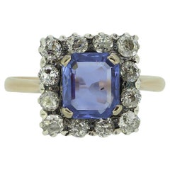 Edwardian Sapphire and Diamond Cluster Ring