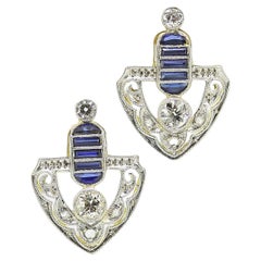 Used Edwardian Sapphire and Diamond Drop Earrings
