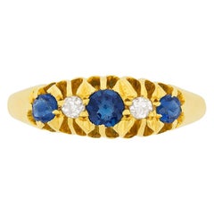 Edwardian Sapphire and Diamond Five-Stone Ring, circa 1900s