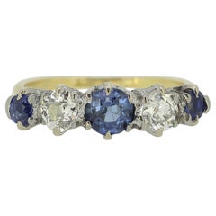 Edwardian Sapphire and Diamond Five-Stone Ring