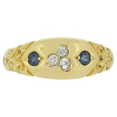 Edwardian Sapphire and Diamond Gypsy Ring
