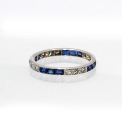Edwardian Sapphire and Diamond Platinum Eternity Band