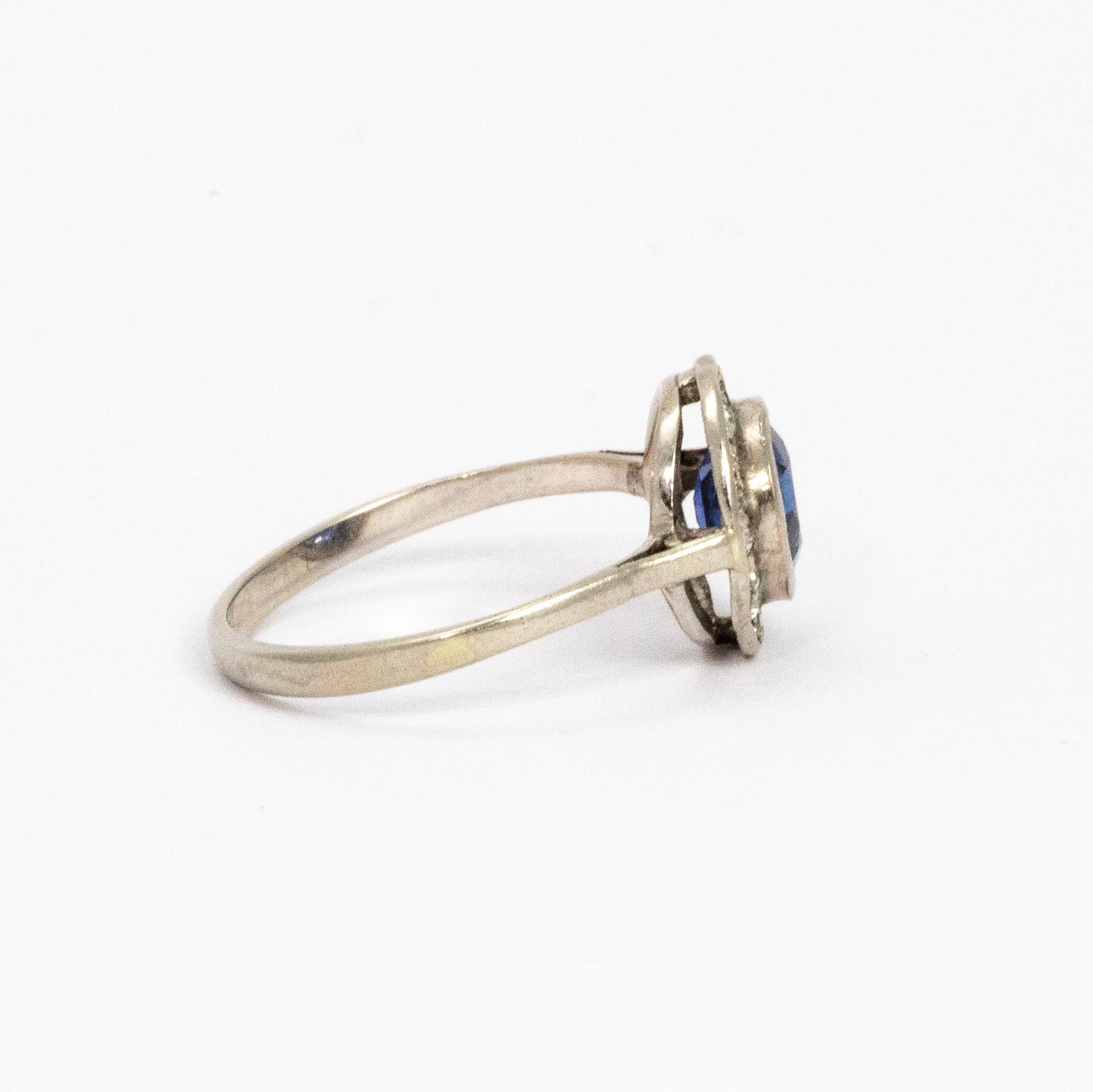 Women's Edwardian Sapphire and Diamond Platinum Ring