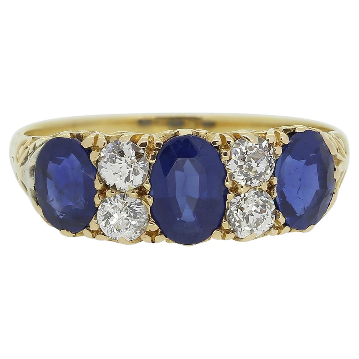 Edwardian Sapphire and Diamond Ring For Sale