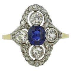 Edwardian Sapphire and Diamond Ring