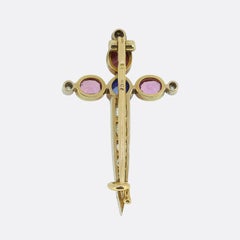 Edwardian Sapphire and Diamond Sword Brooch