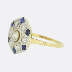 Edwardian Sapphire and Diamond Tablet Ring