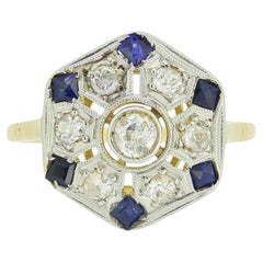 Edwardian Sapphire and Diamond Tablet Ring