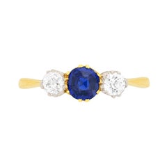 Edwardian Sapphire and Diamond Three-Stone Ring, circa 1910