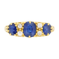 Edwardian Sapphire and Diamond Three-Stone Ring, circa 1905