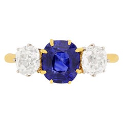 Edwardian Sapphire and Diamond Three-Stone Ring, circa 1910