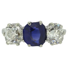 Edwardian Sapphire and Diamond Three-Stone Ring
