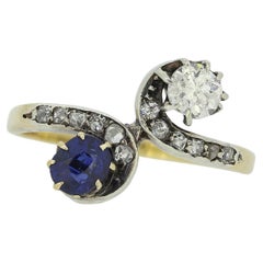 Antique Edwardian Sapphire and Diamond Twist Ring