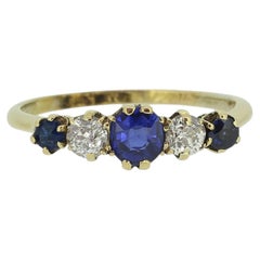 Edwardian Sapphire and Dimond Five-Stone Ring