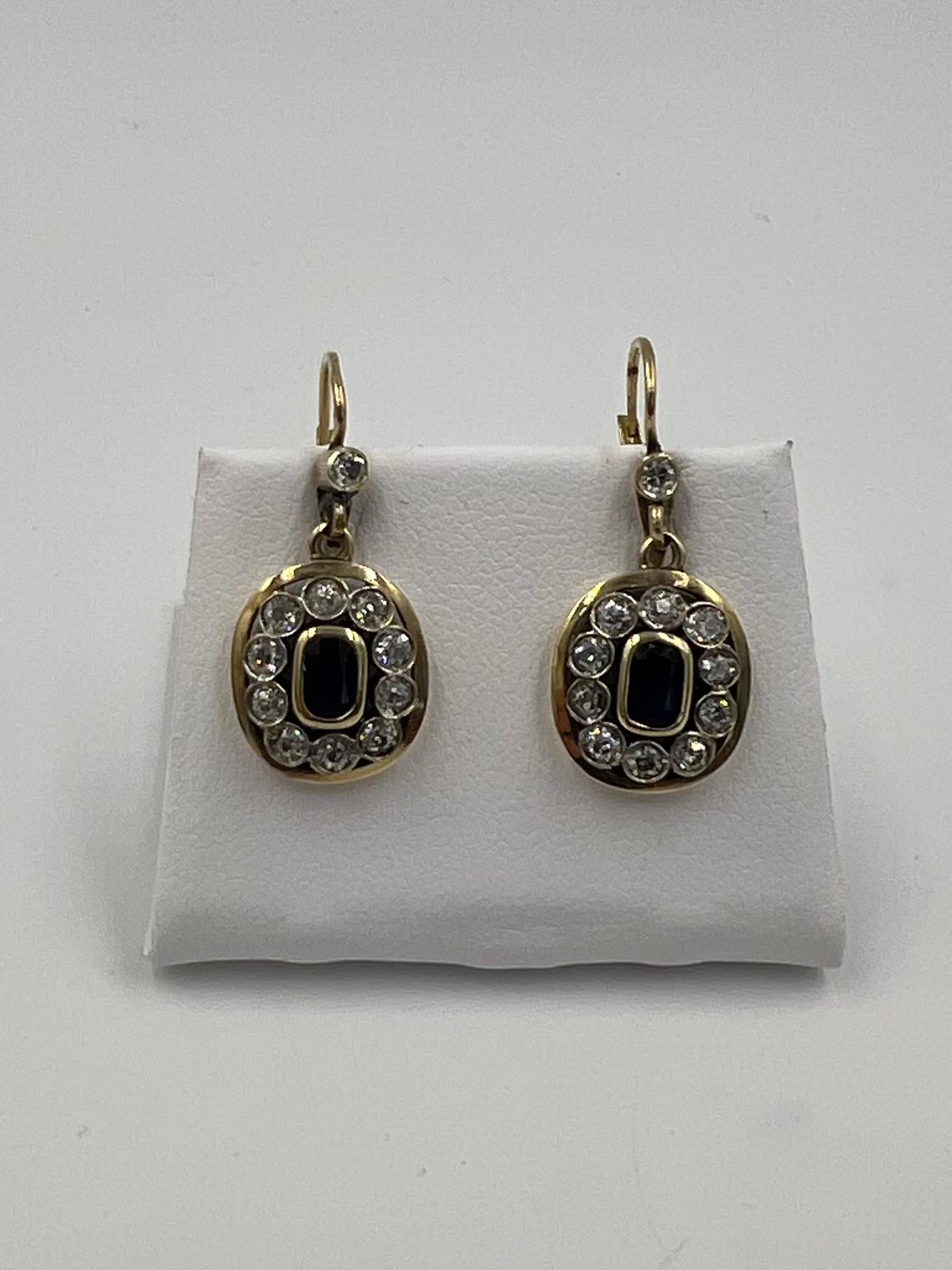 Tropfenohrringe aus 18 Karat Gold mit edwardianischem Saphir und Diamant, um 1910 6
