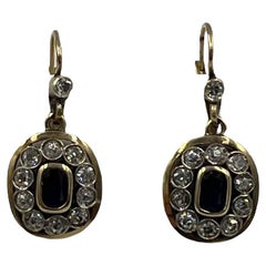 Edwardian Sapphire Diamond 18k Gold Drop Earrings Circa 1910