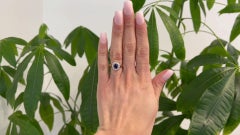 Edwardian Sapphire Diamond 18k Rose Gold Cluster Ring