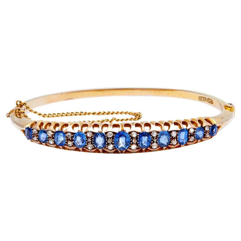 Christian Dior Sapphire Diamond Yellow Gold Bangle Bracelet at 1stDibs ...
