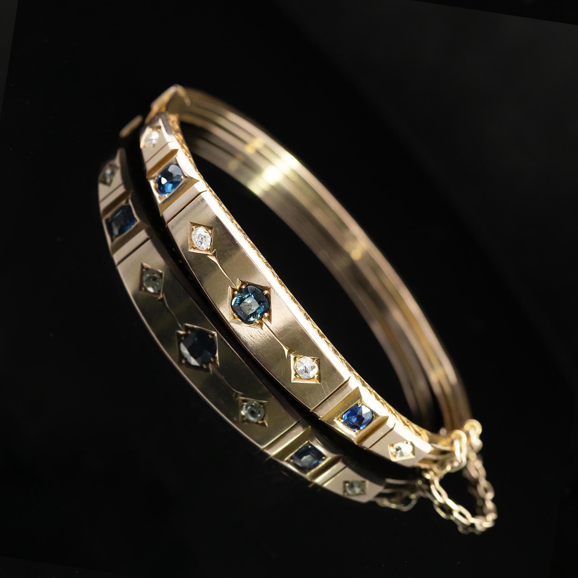 Edwardian Sapphire & Diamond Bangle Circa 1910 2
