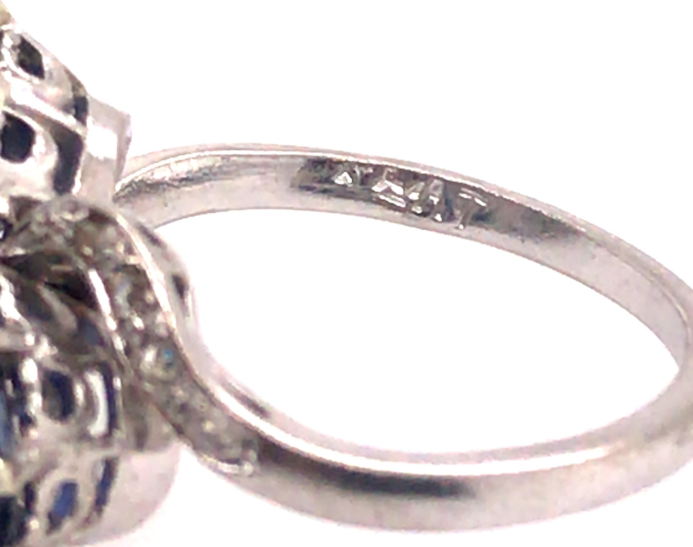 Women's Edwardian Sapphire Diamond Bypass Ring 3.91ct Platinum Original 1900's