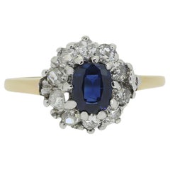Edwardian Sapphire Diamond Cluster Ring